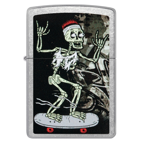 Зажигалка Zippo Skateboard Design с покрытием Street Chrome, латунь/сталь, серебристая, 38x13x57 мм