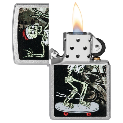 Зажигалка Zippo Skateboard Design с покрытием Street Chrome, латунь/сталь, серебристая, 38x13x57 мм
