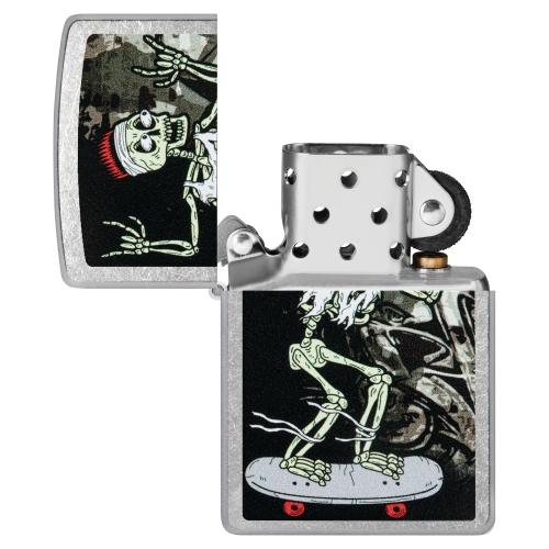 Зажигалка Zippo Skateboard Design с покрытием Street Chrome, латунь/сталь, серебристая, 38x13x57 мм