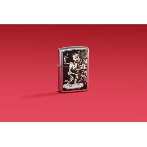 Зажигалка Zippo Skateboard Design с покрытием Street Chrome, латунь/сталь, серебристая, 38x13x57 мм