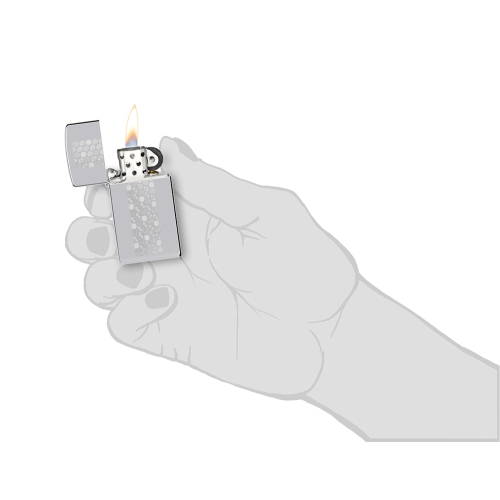 Зажигалка ZIPPO Slim Honeycomb Design с покрытием High Polish Chrome, латунь/сталь, серебристая, 29x