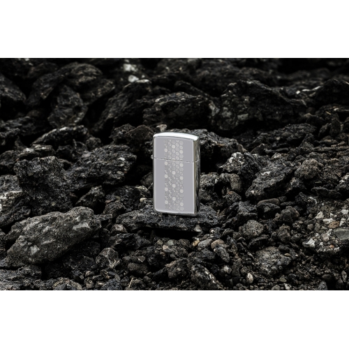 Зажигалка ZIPPO Slim Honeycomb Design с покрытием High Polish Chrome, латунь/сталь, серебристая, 29x