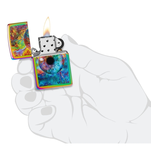 Зажигалка ZIPPO Spacey Eye с покрытием Multi Color, латунь/сталь, разноцветная, глянцевая, 38x13x57