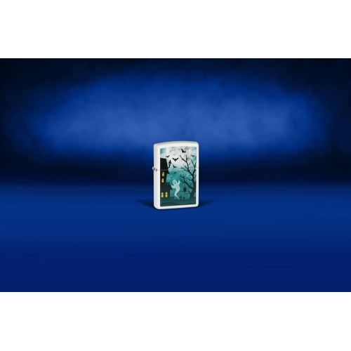 Зажигалка Zippo Spooky Design с покрытием Glow In The Dark Green, латунь/сталь, белая, 38x13x57 мм