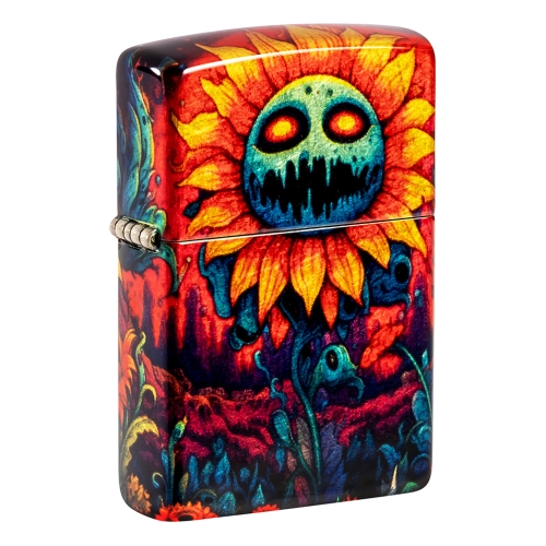 Зажигалка ZIPPO Spooky Sunflower с покрытием 540 Tumbled Brass, латунь/сталь, разноцветная, 38x13x57