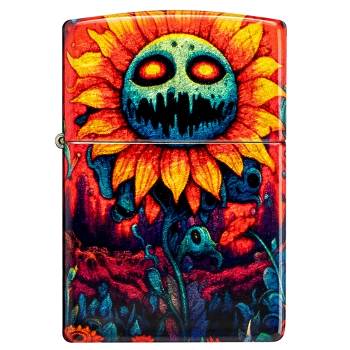 Зажигалка ZIPPO Spooky Sunflower с покрытием 540 Tumbled Brass, латунь/сталь, разноцветная, 38x13x57