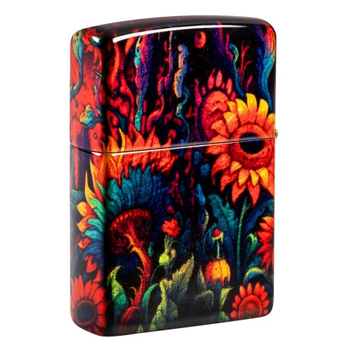 Зажигалка ZIPPO Spooky Sunflower с покрытием 540 Tumbled Brass, латунь/сталь, разноцветная, 38x13x57
