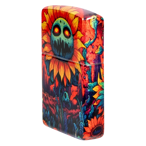 Зажигалка ZIPPO Spooky Sunflower с покрытием 540 Tumbled Brass, латунь/сталь, разноцветная, 38x13x57