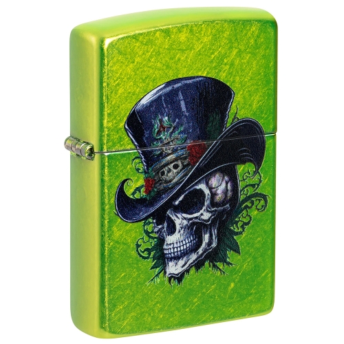 Зажигалка ZIPPO Steampunk Skeleton с покрытием Lurid™, латунь/сталь, зеленая, глянцевая, 38x13x57 мм