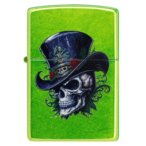 Зажигалка ZIPPO Steampunk Skeleton с покрытием Lurid™, латунь/сталь, зеленая, глянцевая, 38x13x57 мм