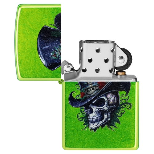 Зажигалка ZIPPO Steampunk Skeleton с покрытием Lurid™, латунь/сталь, зеленая, глянцевая, 38x13x57 мм