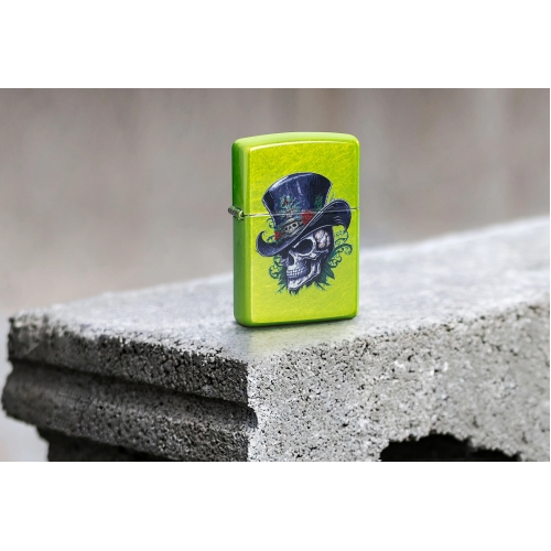 Зажигалка ZIPPO Steampunk Skeleton с покрытием Lurid™, латунь/сталь, зеленая, глянцевая, 38x13x57 мм