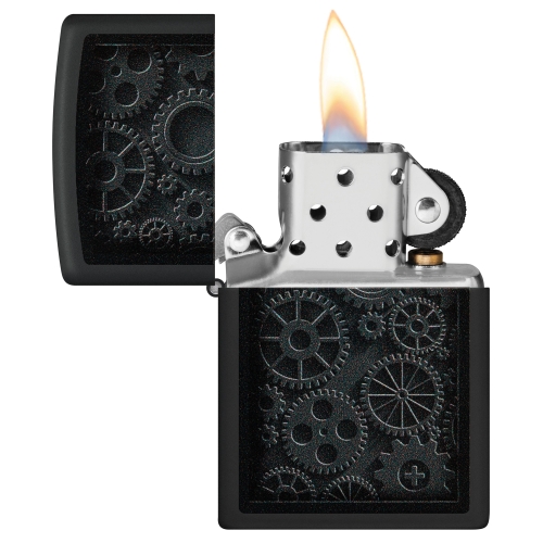 Зажигалка Zippo Steampunk с покрытием Black Matte, латунь/сталь, черная, матовая, 38x13x57 мм