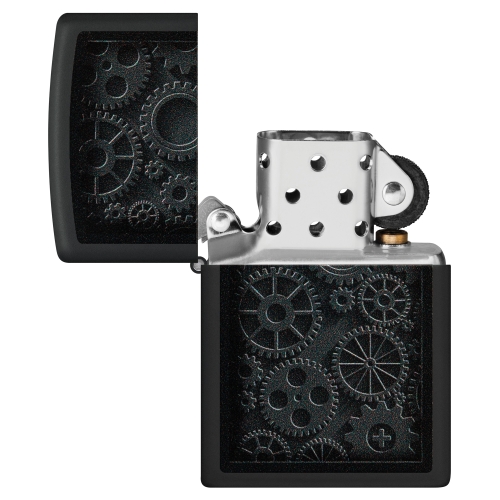 Зажигалка Zippo Steampunk с покрытием Black Matte, латунь/сталь, черная, матовая, 38x13x57 мм