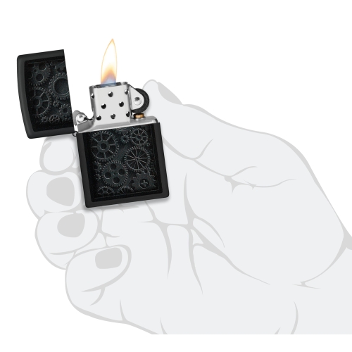 Зажигалка Zippo Steampunk с покрытием Black Matte, латунь/сталь, черная, матовая, 38x13x57 мм