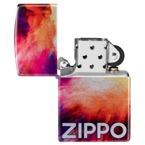 Зажигалка Zippo Tie Dye с покрытием 540 Tumbled Chrome, латунь/сталь, разноцветная, 38x13x57 мм