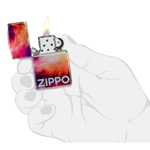 Зажигалка Zippo Tie Dye с покрытием 540 Tumbled Chrome, латунь/сталь, разноцветная, 38x13x57 мм