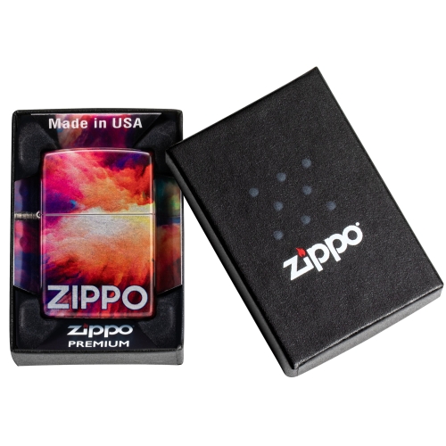 Зажигалка Zippo Tie Dye с покрытием 540 Tumbled Chrome, латунь/сталь, разноцветная, 38x13x57 мм
