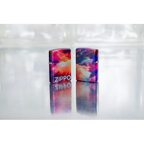 Зажигалка Zippo Tie Dye с покрытием 540 Tumbled Chrome, латунь/сталь, разноцветная, 38x13x57 мм