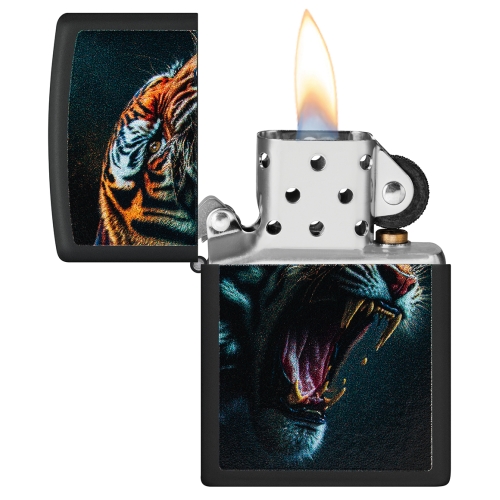 Зажигалка ZIPPO Tiger Roar Design с покрытием Black Matte, латунь/сталь, черная, 38x13x57 мм, шт