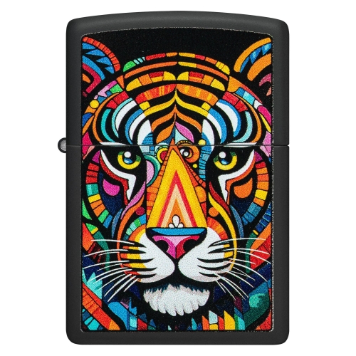 Зажигалка ZIPPO Tiger Stripes Design с покрытием Black Matte, латунь/сталь, черная, 38x13x57 мм, шт
