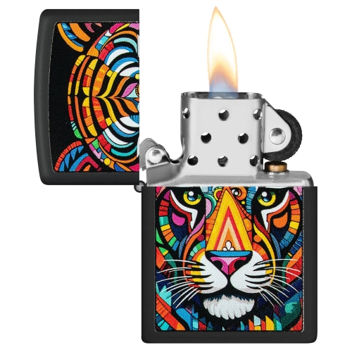Зажигалка ZIPPO Tiger Stripes Design с покрытием Black Matte, латунь/сталь, черная, 38x13x57 мм, шт