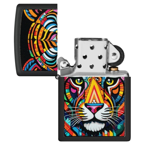 Зажигалка ZIPPO Tiger Stripes Design с покрытием Black Matte, латунь/сталь, черная, 38x13x57 мм, шт