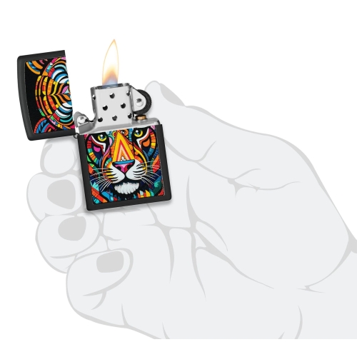 Зажигалка ZIPPO Tiger Stripes Design с покрытием Black Matte, латунь/сталь, черная, 38x13x57 мм, шт