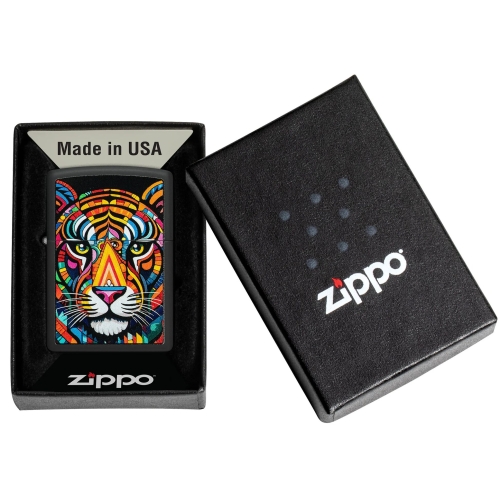 Зажигалка ZIPPO Tiger Stripes Design с покрытием Black Matte, латунь/сталь, черная, 38x13x57 мм, шт