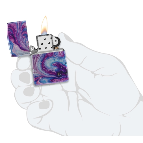 Зажигалка Zippo Universe Astro с покрытием 540 Tumbled Chrome, латунь/сталь, сиреневая, 38x13x57 мм