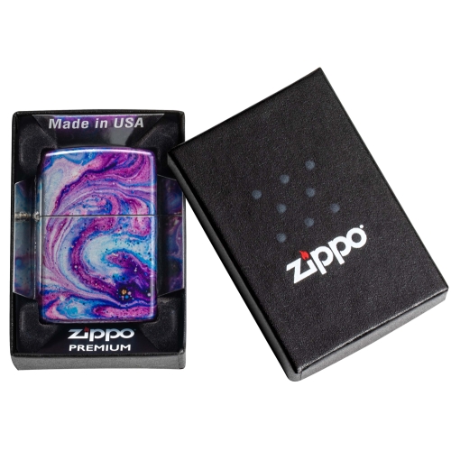 Зажигалка Zippo Universe Astro с покрытием 540 Tumbled Chrome, латунь/сталь, сиреневая, 38x13x57 мм