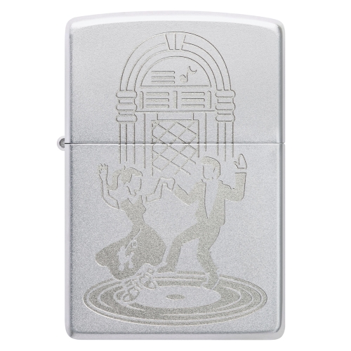 Зажигалка Zippo Vintage Dance с покрытием Satin Chrome, латунь/сталь, серебристая, 38x13x57 мм