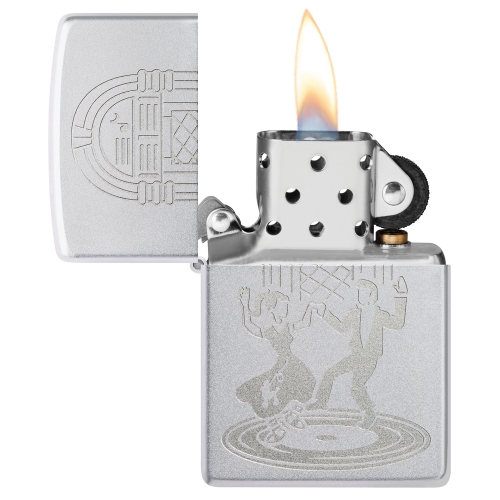 Зажигалка Zippo Vintage Dance с покрытием Satin Chrome, латунь/сталь, серебристая, 38x13x57 мм