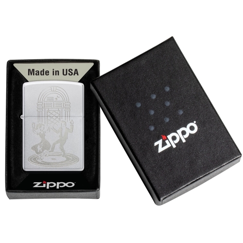Зажигалка Zippo Vintage Dance с покрытием Satin Chrome, латунь/сталь, серебристая, 38x13x57 мм