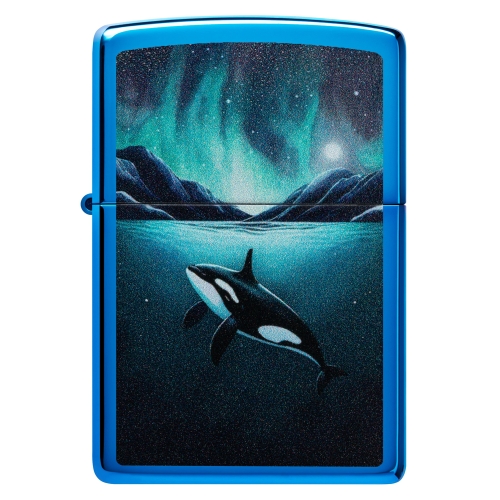 Зажигалка Zippo Whale с покрытием High Polish Blue, латунь/сталь, синяя, глянцевая, 38x13x57 мм