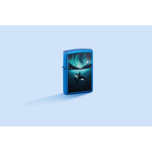 Зажигалка Zippo Whale с покрытием High Polish Blue, латунь/сталь, синяя, глянцевая, 38x13x57 мм