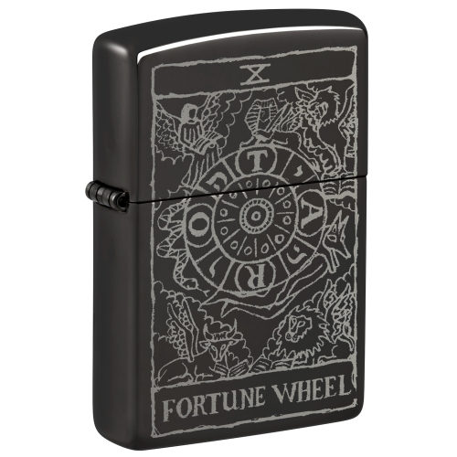 Зажигалка ZIPPO Wheel Of Fortune с покрытием High Polish Black, латунь/сталь, черная, глянцевая, 38x