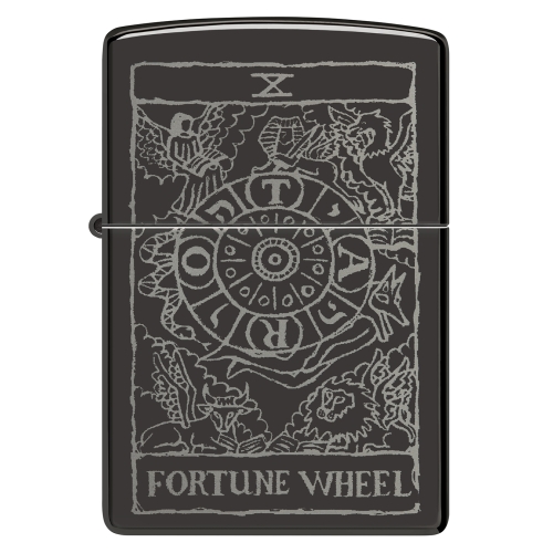Зажигалка ZIPPO Wheel Of Fortune с покрытием High Polish Black, латунь/сталь, черная, глянцевая, 38x