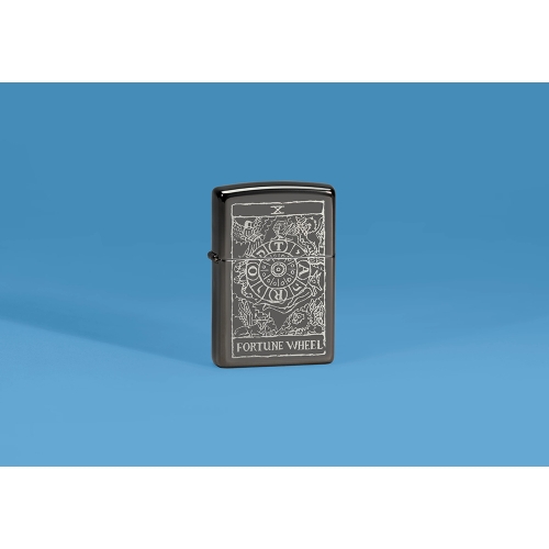Зажигалка ZIPPO Wheel Of Fortune с покрытием High Polish Black, латунь/сталь, черная, глянцевая, 38x