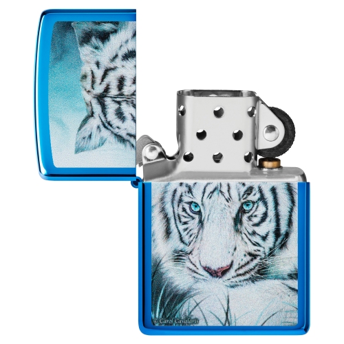 Зажигалка Zippo White Tiger с покрытием High Polish Blue, латунь/сталь, синяя, 38x13x57 мм