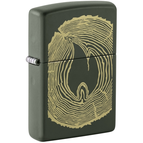 Зажигалка Zippo Wood Ring с покрытием Green Matte, латунь/сталь, зеленая, матовая, 38x13x57 мм