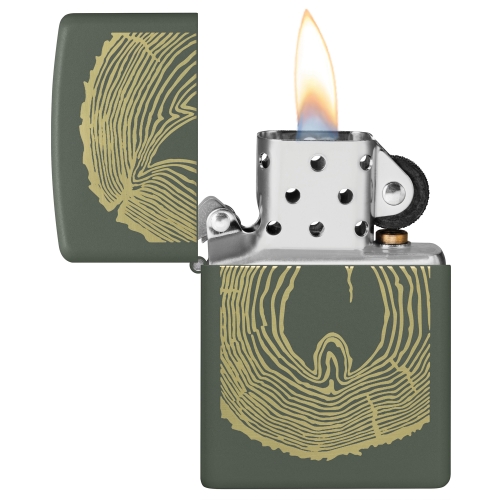 Зажигалка Zippo Wood Ring с покрытием Green Matte, латунь/сталь, зеленая, матовая, 38x13x57 мм