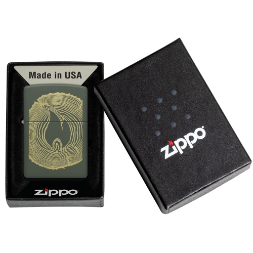 Зажигалка Zippo Wood Ring с покрытием Green Matte, латунь/сталь, зеленая, матовая, 38x13x57 мм