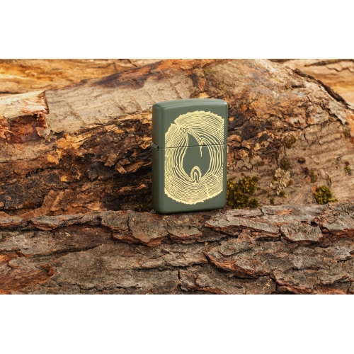 Зажигалка Zippo Wood Ring с покрытием Green Matte, латунь/сталь, зеленая, матовая, 38x13x57 мм