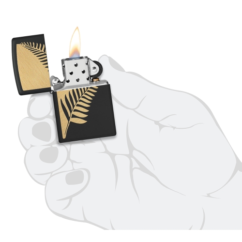 Зажигалка ZIPPO Zen Flora Design с покрытием Black Matte, латунь/сталь, черная, матовая, 38x13x57 мм
