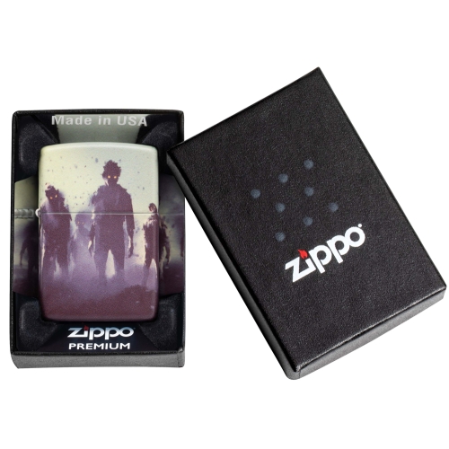 Зажигалка Zippo Zombie Design с покрытием 540 Matte, латунь/сталь, белая, матовая, 38x13x57 мм