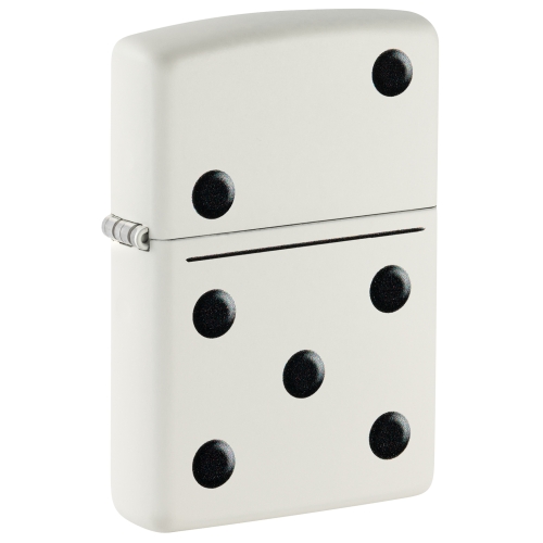 Зажигалка ZIPPO Домино с белым матовым покрытием | Domino Design White Matte, латунь/сталь, белая, м