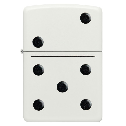 Зажигалка ZIPPO Домино с белым матовым покрытием | Domino Design White Matte, латунь/сталь, белая, м