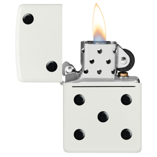 Зажигалка ZIPPO Домино с белым матовым покрытием | Domino Design White Matte, латунь/сталь, белая, м