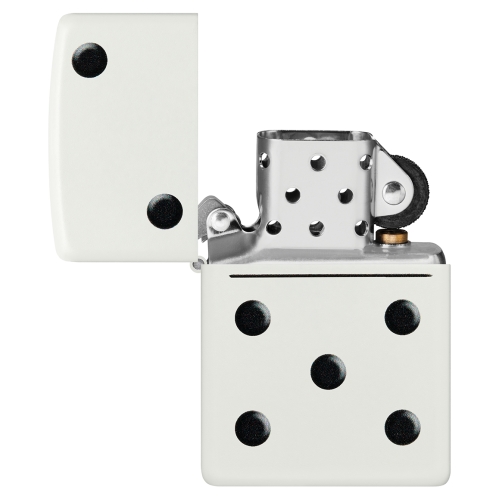 Зажигалка ZIPPO Домино с белым матовым покрытием | Domino Design White Matte, латунь/сталь, белая, м